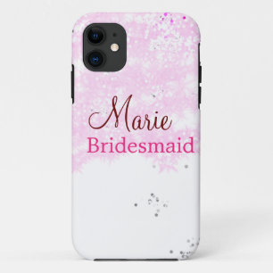 einfaches minimales Namen Monogramm rosa Brautjung Case-Mate iPhone Hülle