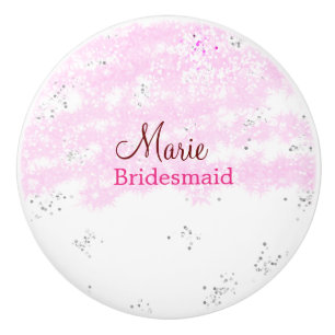 einfaches minimales Namen-Monogramm rosa Brautjung Keramikknauf