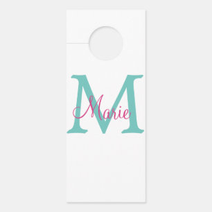 einfaches minimales Namenmonogramm grün pink blau Türanhänger