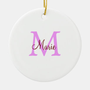 einfaches minimales Namenmonogramm rosa rot Keramik Ornament