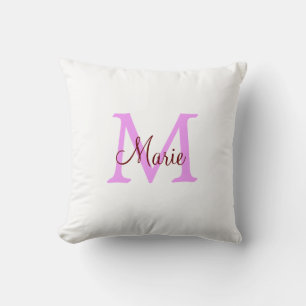 einfaches minimales Namenmonogramm rosa rot Kissen