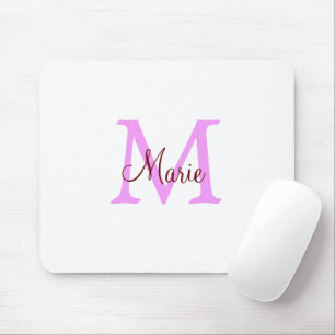 einfaches minimales Namenmonogramm rosa rot Mousepad