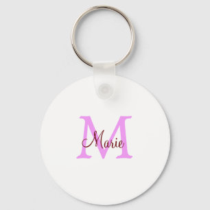 einfaches minimales Namenmonogramm rosa rot Schlüsselanhänger