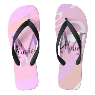einfaches minimales Namenmonogramm rosa rote Wasse Flip Flops