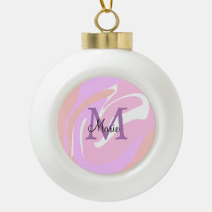 einfaches minimales Namenmonogramm rosa rote Wasse Keramik Kugel-Ornament