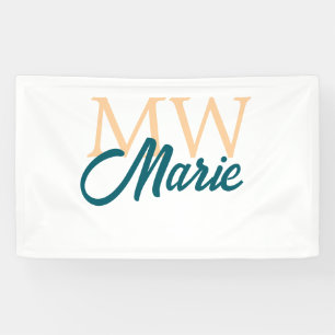 einfaches minimales Namensmonogramm orange blau fe Banner