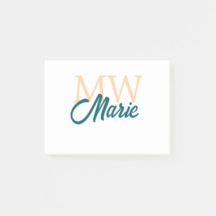 einfaches minimales Namensmonogramm orange blau fe Post-it Klebezettel