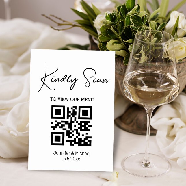 einfaches minimales QR-Code-Hochzeitsmenü Tischnummer (Von Creator hochgeladen)