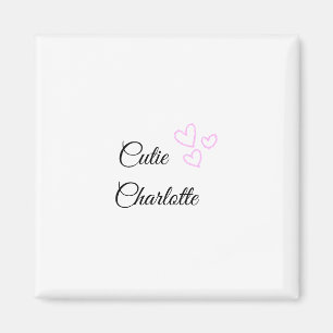 einfaches minimales rosa Herz Glitter Funkeln Name Magnet