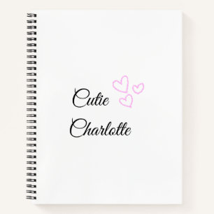 einfaches minimales rosa Herz Glitter Funkeln Name Notizbuch