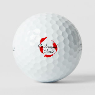 einfaches minimales rotes florales Blatt Brautjung Golfball