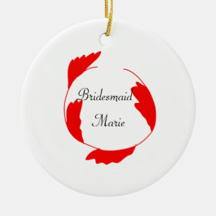 einfaches minimales rotes florales Blatt Brautjung Keramik Ornament