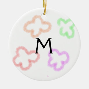 Einfaches minimales Wasserfarben-Monogramm fügt Ih Keramik Ornament