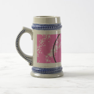einfaches minimales weißes Monogramm rosa Glitter- Bierglas