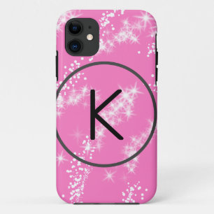 einfaches minimales weißes Monogramm rosa Glitter- Case-Mate iPhone Hülle