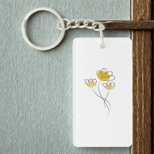 Einfaches minimalist Blumendesign für Mädchen Schlüsselanhänger