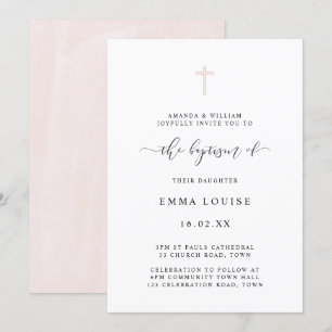 Einfaches minimalist elegantes Wasserfarbenkreuz T Einladung