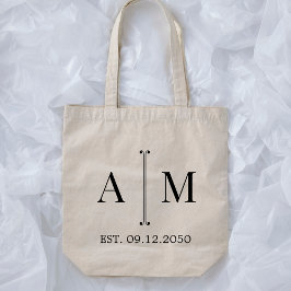 Einfaches minimalist Monogramm Hochzeitswillkommen Tragetasche