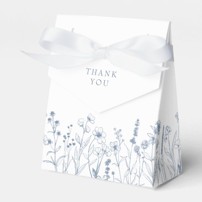 Einfaches Minimalistisch Blue Wildblume Brautparty Geschenkschachtel (Vorderseite)
