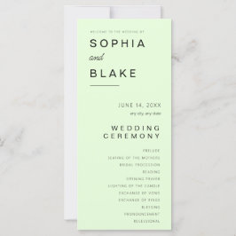 Einfaches Minimalistisch-Light-Green-Hochzeitsprog