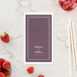 Einfaches Minimalistisch modernes Lila Hochzeitses Serviette