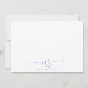 Einfaches Minimalistisch Pastel Blue Name Script Mitteilungskarte