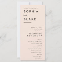 Einfaches Minimalistisch-Pink-Creme-Hochzeitsprogr