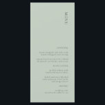 Einfaches Minimalistisch Sage Wedding Menu Menükarte<br><div class="desc">Dieses einfache Minimalistische Sage Wedding Menü ist ideal für eine moderne Hochzeit. Die Speisekarte ist doppelseitig. Matching Produkte finden Sie in meiner modernen Bohemischen Blume Wedding Collection.</div>