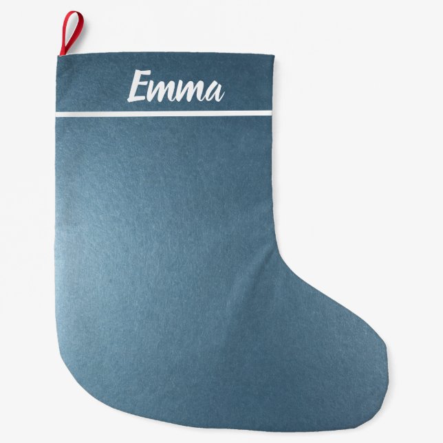 Einfaches Minimalistischer Name-Skript Blau Großer Weihnachtsstrumpf (Vorderseite)