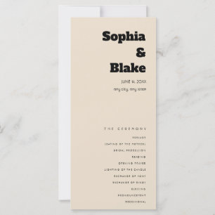 Einfaches Minimalistisches Almond-Hochzeitsprogram