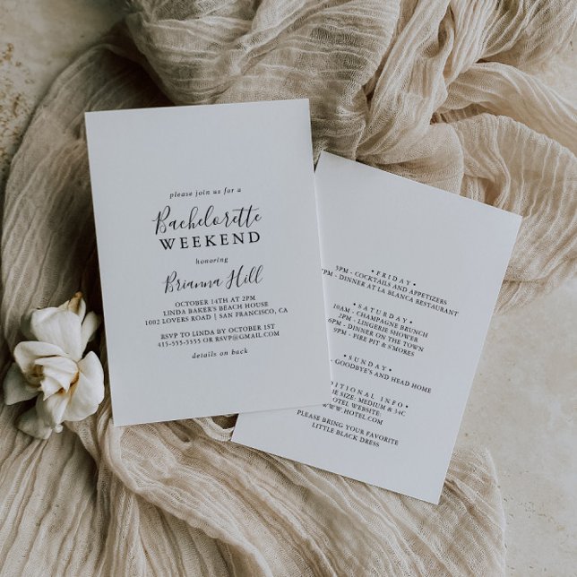 Einfaches Minimalistisches Bachelorette Wochenende Einladung (Von Creator hochgeladen)