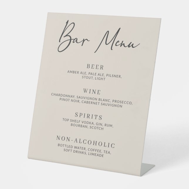 Einfaches Minimalistisches Bar Menu auf der Herbst Sockelschild (Vorderseite)