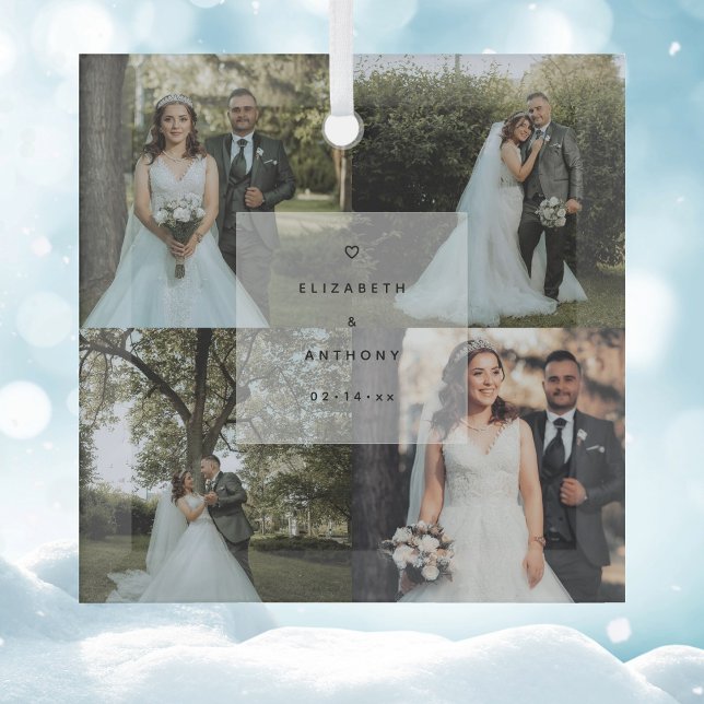 Einfaches Minimalistisches Couple Erstes Foto Ornament Aus Glas (Von Creator hochgeladen)