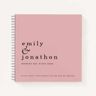 Einfaches Minimalistisches Dusty Pink Wedding Gäst Notizbuch