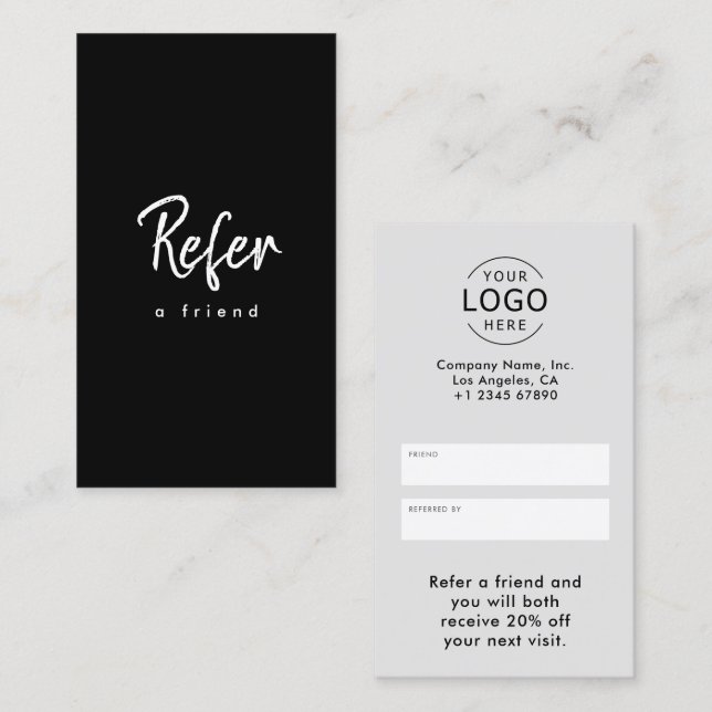 Einfaches Minimalistisches Firmenlogo Empfehlungskarte (Vorne/Hinten)