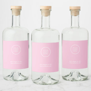 Einfaches Minimalistisches Firmenlogo Rosa Alkoholflaschenetikett