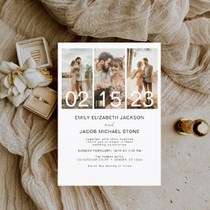 Einfaches Minimalistisches Foto Elegante White Wed Einladung