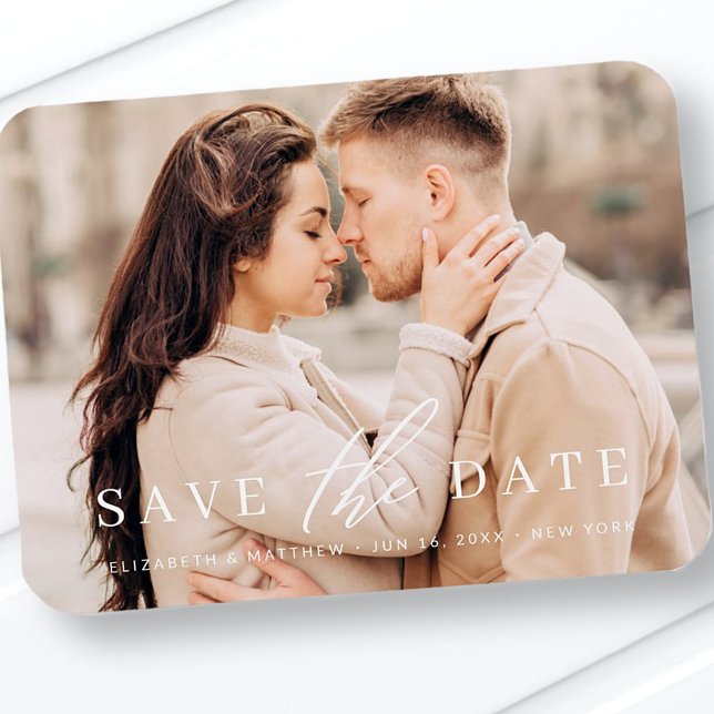 Einfaches Minimalistisches Foto Hochzeit speichern Magnet (Von Creator hochgeladen)
