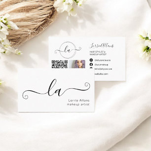 Einfaches Minimalistisches Foto Qr Makeup Artist Visitenkarte