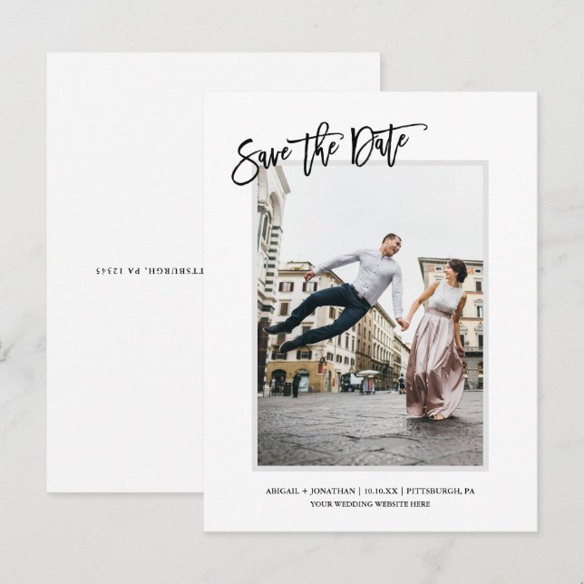 Einfaches Minimalistisches Foto Save the Date Einladungspostkarte (Vorne/Hinten)