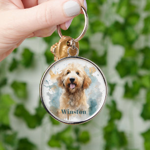 Einfaches minimalistisches Goldendoodle-Haustier-H Schlüsselanhänger
