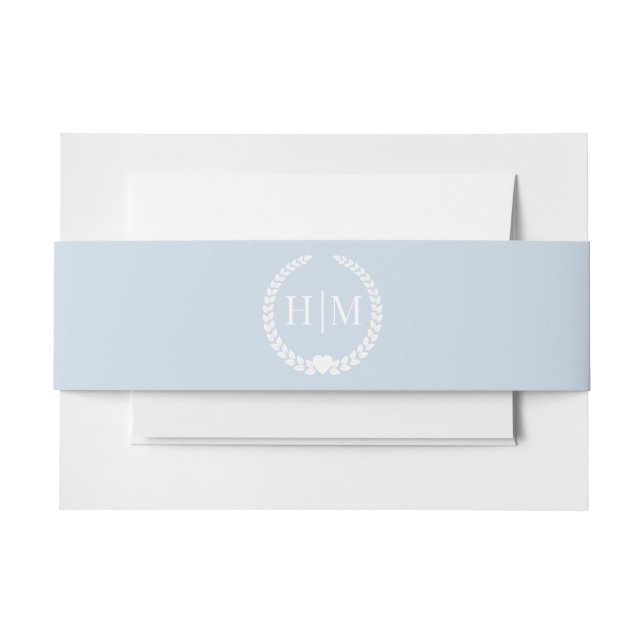 Einfaches Minimalistisches Hellblau-Monogramm Einladungsbanderole (Vorderseite Beispiel)