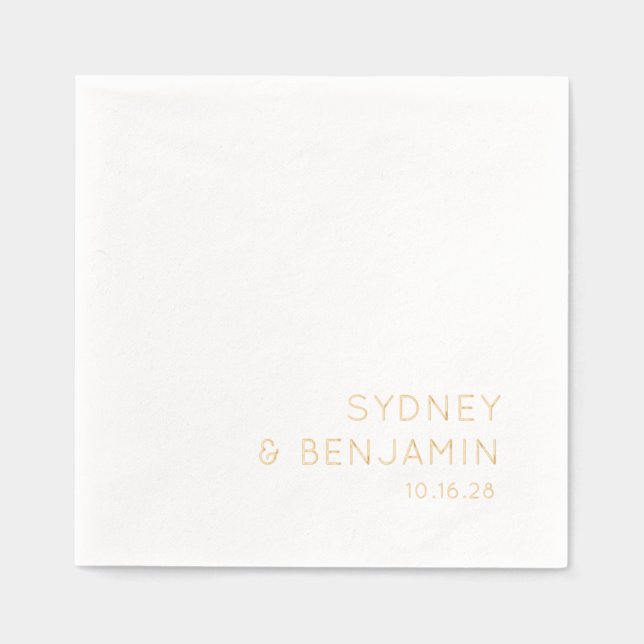 Einfaches Minimalistisches HochzeitGold Servietten Mit Folie (Vorderseite)