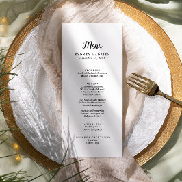 Einfaches Minimalistisches Hochzeitsessen Menükarte