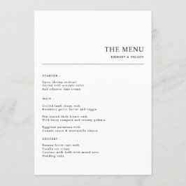 Einfaches Minimalistisches Hochzeitsessen Menükarte