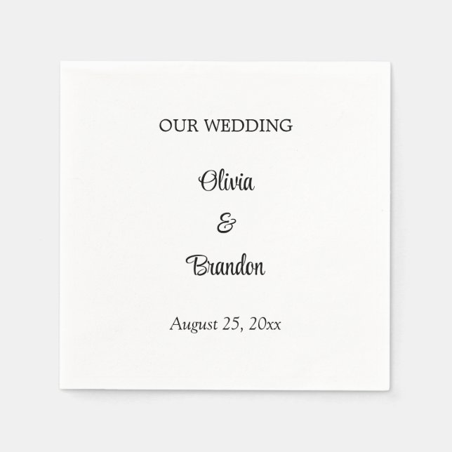 Einfaches Minimalistisches Hochzeitspapier Napkins Serviette (Vorderseite)