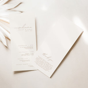 Einfaches Minimalistisches Hochzeitsprogramm für E Menükarte