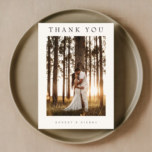 Einfaches Minimalistisches Hochzeitsszenario-Foto Dankeskarte (Von Creator hochgeladen)