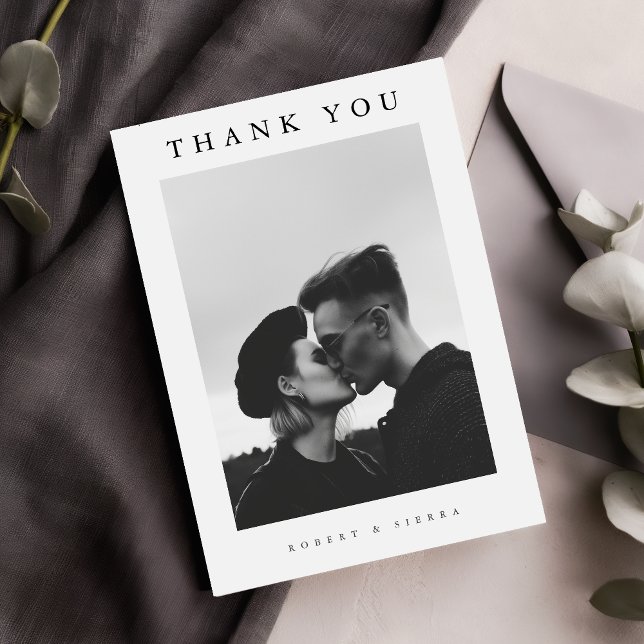 Einfaches Minimalistisches Hochzeitsszenario-Foto Dankeskarte (Von Creator hochgeladen)