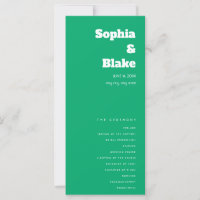 Einfaches Minimalistisches Jade Green Wedding Prog